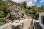 Outdoor terraces built at the foot of the mountains